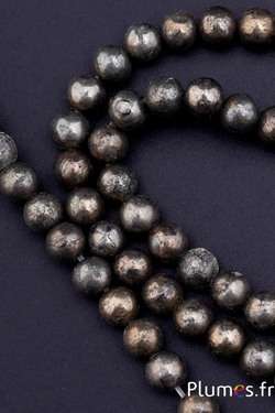 Perles en pyrite - Ø 6 mm, trou 1 mm - gris métallique